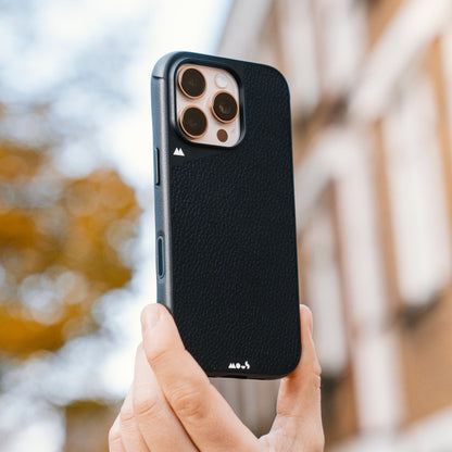 Black Leather Protective Phone Case with Camera Control Button - Limitless