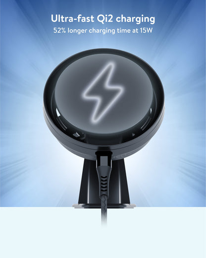Adhesive Wireless Charging Car Mount - With Qi2