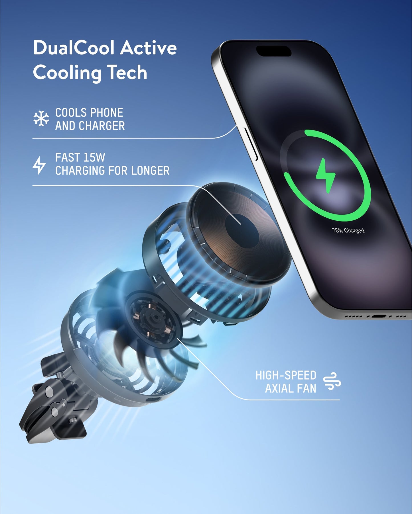 Wireless Charging Car Vent Clip - With Qi2