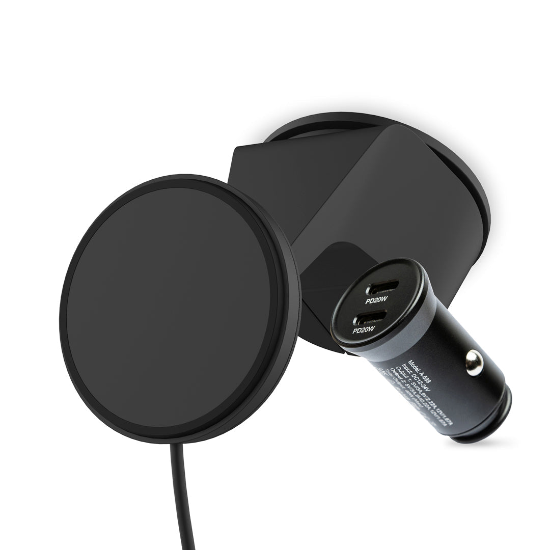 Wireless Charging Suction Mount With Car Adaptor
