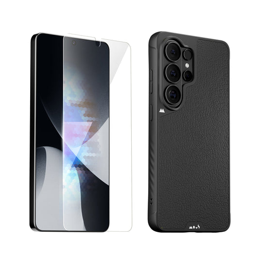 Black Leather Protective Case and Screen Protector - Samsung Essentials Kit