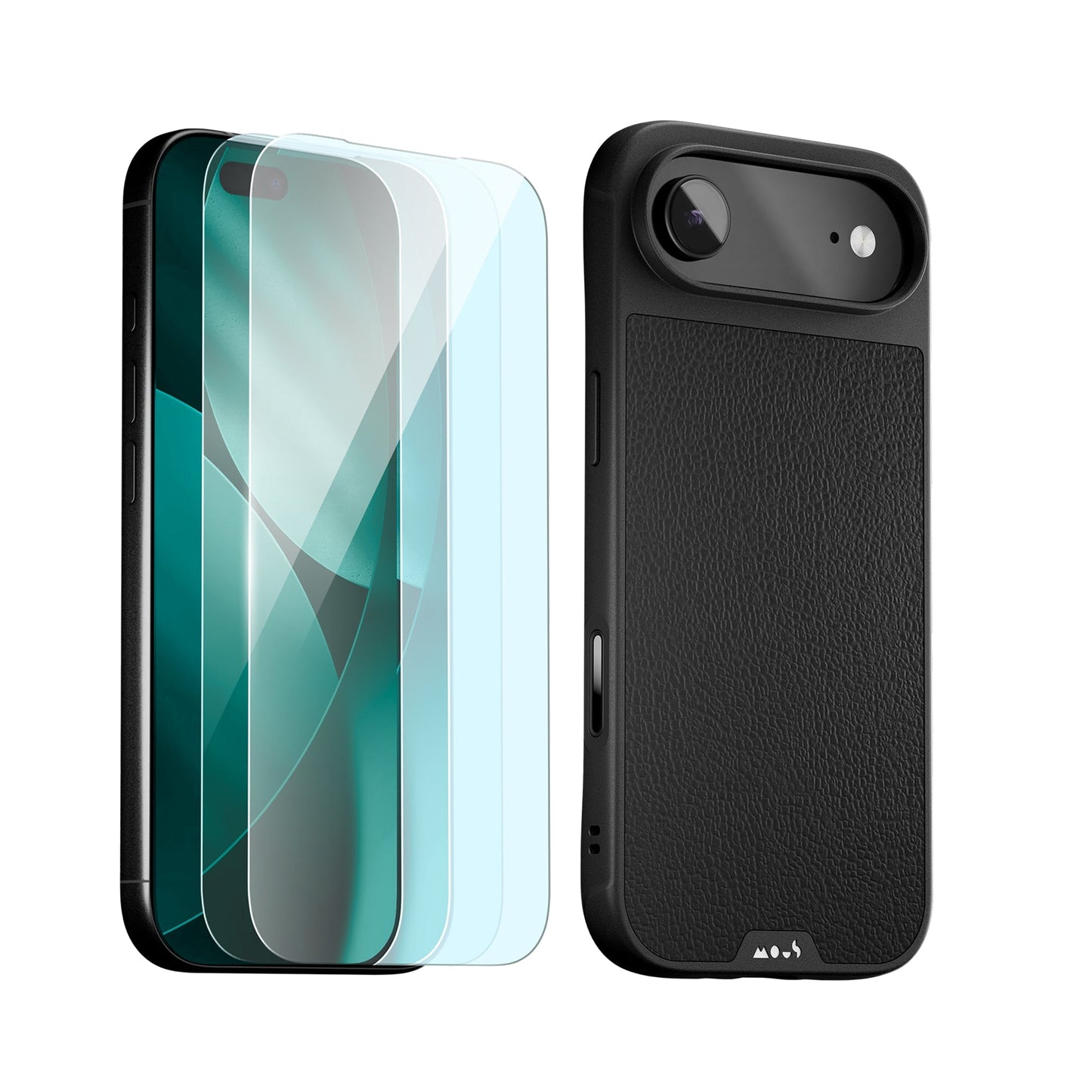 Black Leather Protective Case and Screen Protector - Apple Essentials Kit