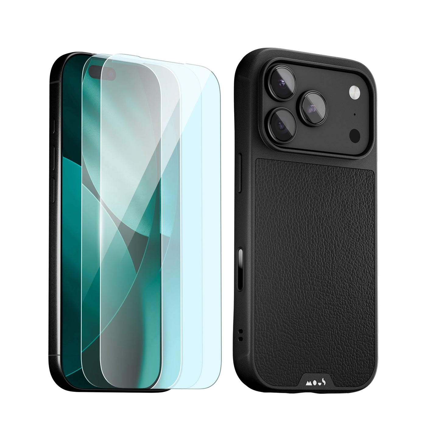 Black Leather Protective Case and Screen Protector - Apple Essentials Kit