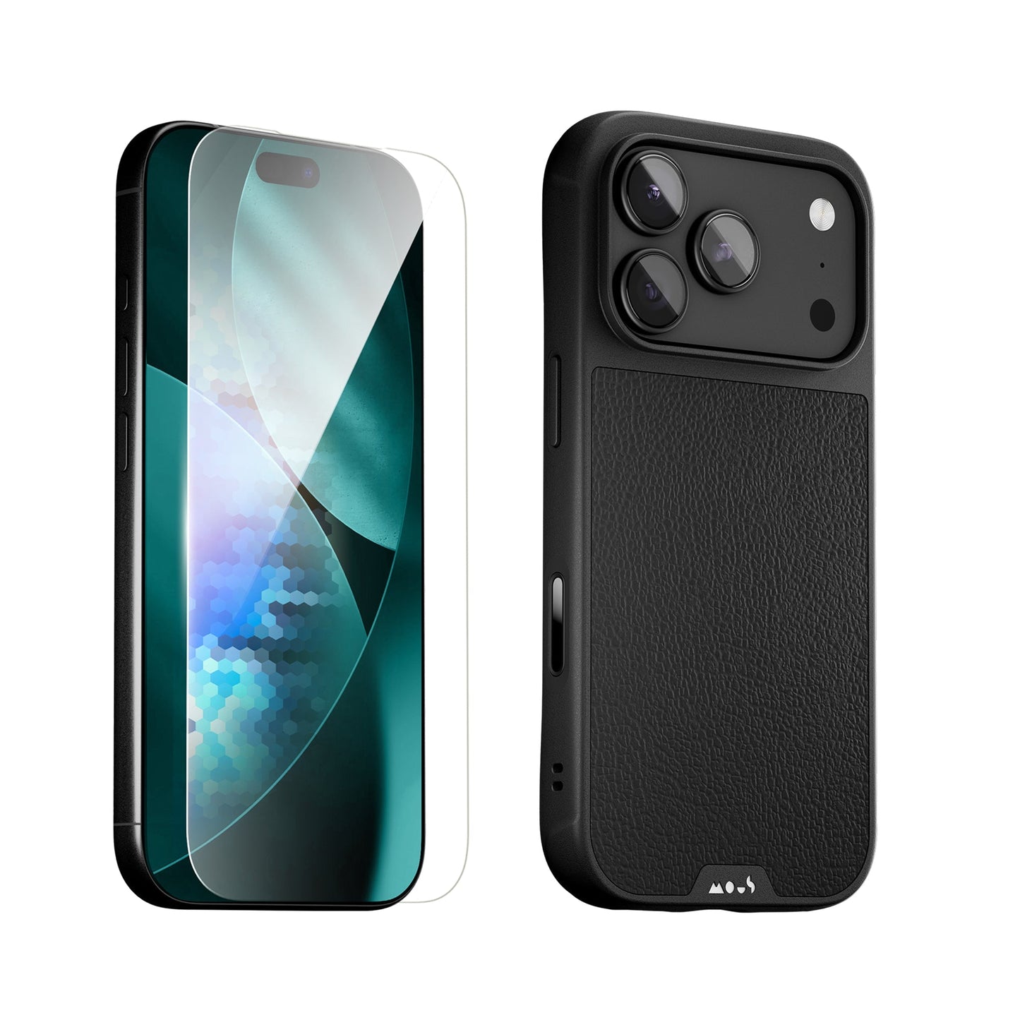 Black Leather Protective Case and Screen Protector - Apple Essentials Kit