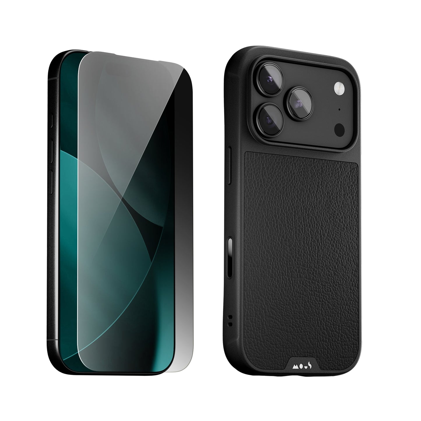 Black Leather Protective Case and Screen Protector - Apple Essentials Kit