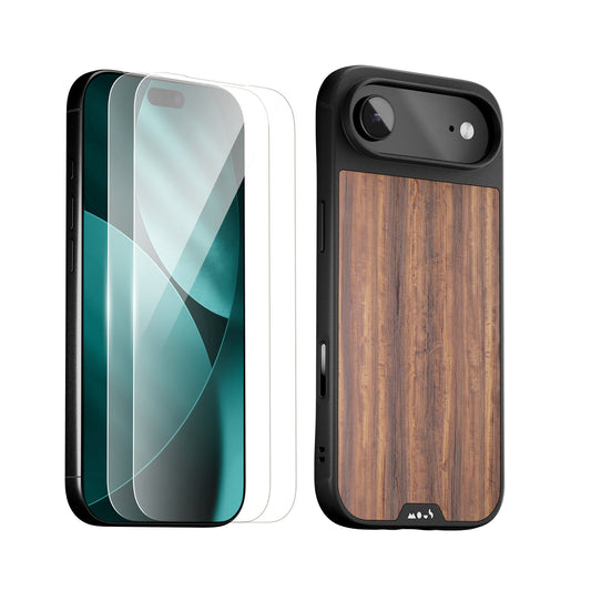 Walnut Protective Case and Screen Protector - Apple Essentials Kit